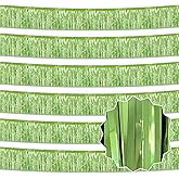 6 Pack 10 Ft Light Green Foil Fringe Garland Metallic Streamers Tinsel Banner Wall Hanging Garland Backdrop for Parade Floats, Halloween, Christmas, Thanksgiving, New Year Party Decorations