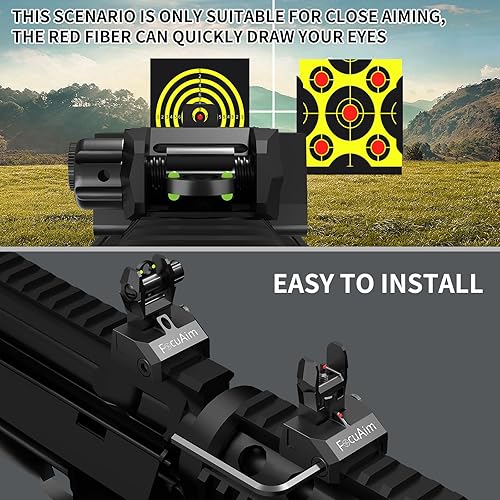 R3 Fiber Optic Iron Sights, Durable Flip Up Iron Sights with Red