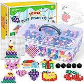 Caydo 10mm Large Fuse Bead Kit, 8 Colors Melty Beads with Storage Box for Craft, XL Iron Beads Set Including 2 Pegboards, Ironing Paper for Art and Craft Project, Birthday