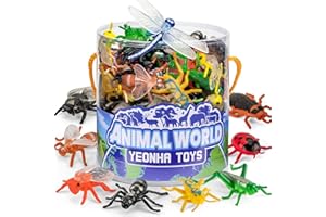 YEONHA TOYS 60 Piece Mini Insect Toys with Gift Box, Plastic Bug Figure for Kids, Fake Bug Theme Party Decoration, School Project Sensory Bins, Classroom Reward, Halloween Goody Bag Filler Gift, Cupcake Topper