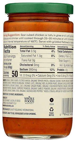 365 BY WHOLE FOODS MARKET, SAUCE MADRAS CURRY ORGANIC, 12 OUNCE