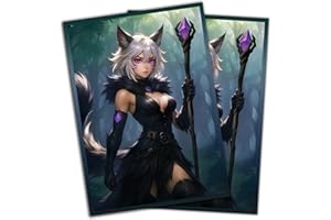 DIGITAL SORCERY STUDIO Anime Cat Warlock Card Sleeves 102 Pack – Compatible with MTG & TCGs – Perfect for Y'shtola, Night’s Blessed & Final Fantasy Commander Decks – Premium Card Game Sleeves for Magic