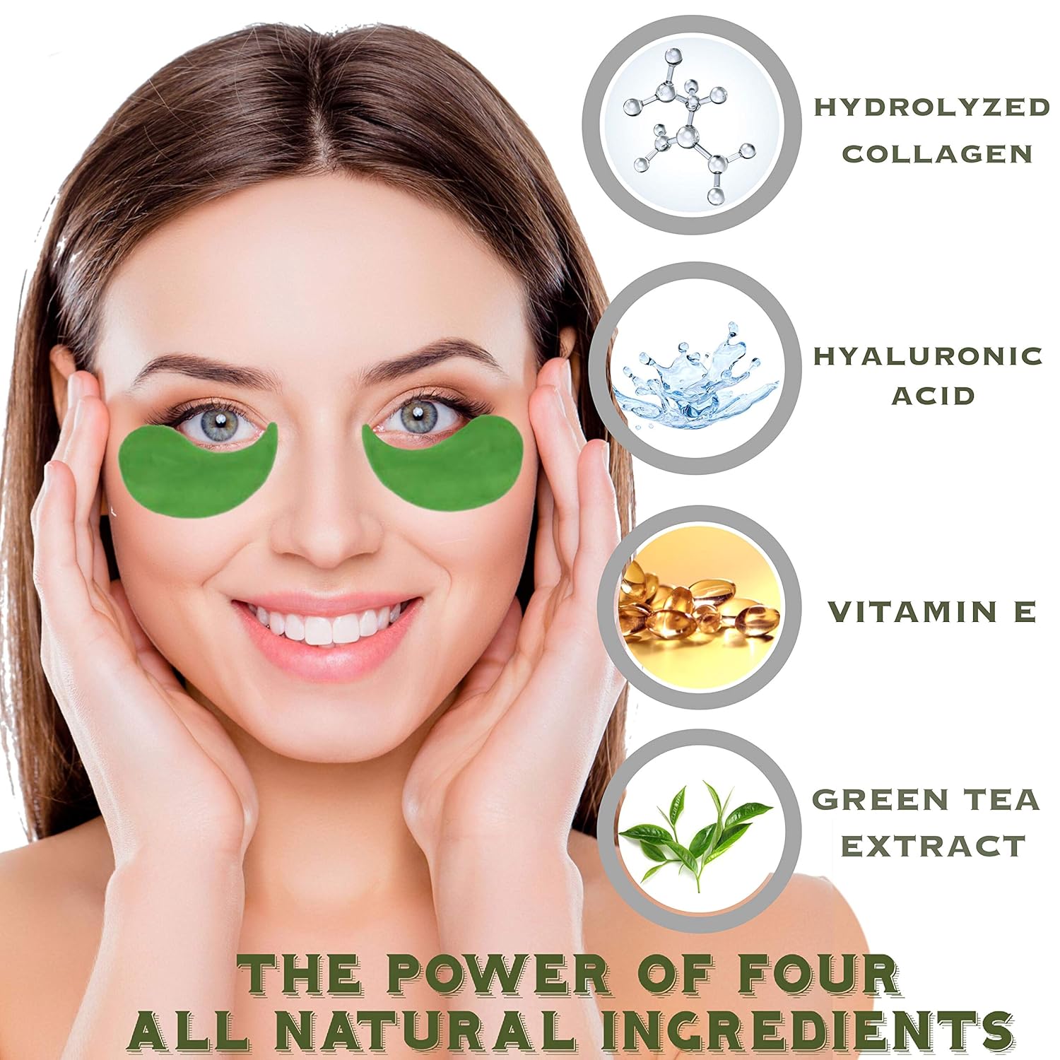 Green Tea Matcha Eye Mask by SUPRANCE - Under Eye Patches Treatment for Dark Circles, Eye Bags, Puffiness - Anti-Wrinkle With Hyaluronic Acid and Collagen - 30 Pairs/60 Pcs. : Beauty