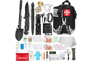 TAIMASI 238Pcs Emergency Survival Kit and First Aid Kit, Professional Survival Gear Tool with Tactical Molle Pouch and Emergency Tent for Earthquake, Outdoor Adventure, Camping, Hiking, Hunting