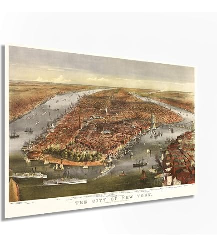 Amazon.com: HISTORIX Vintage 1886 Map of New York City Poster