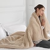 Heated Blanket Throw, Electric Throw Blanket with 5 Heating Levels & 4 Hours Auto Off, Double Sided Soft Cozy Sherpa Electric Heated Blanket with ETL Certified for Office, 50"x60", Milk Coffee