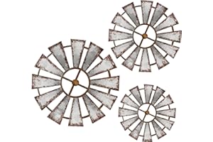 Yookeer 3 Pcs Wood Windmill Wall Decor Farmhouse Hanging Decoration Wooden Windmill Kitchen Decor Rustic Decor Living Room Sculpture Art for Bedroom Nursery Home Decor(Farmhouse)