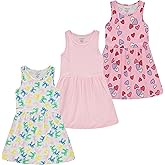 Pink Angel 3-Pack Girls' Dresses, Kids Casual Fit and Flare Sleeveless Summer Dress & School Outfit, 100% Cotton