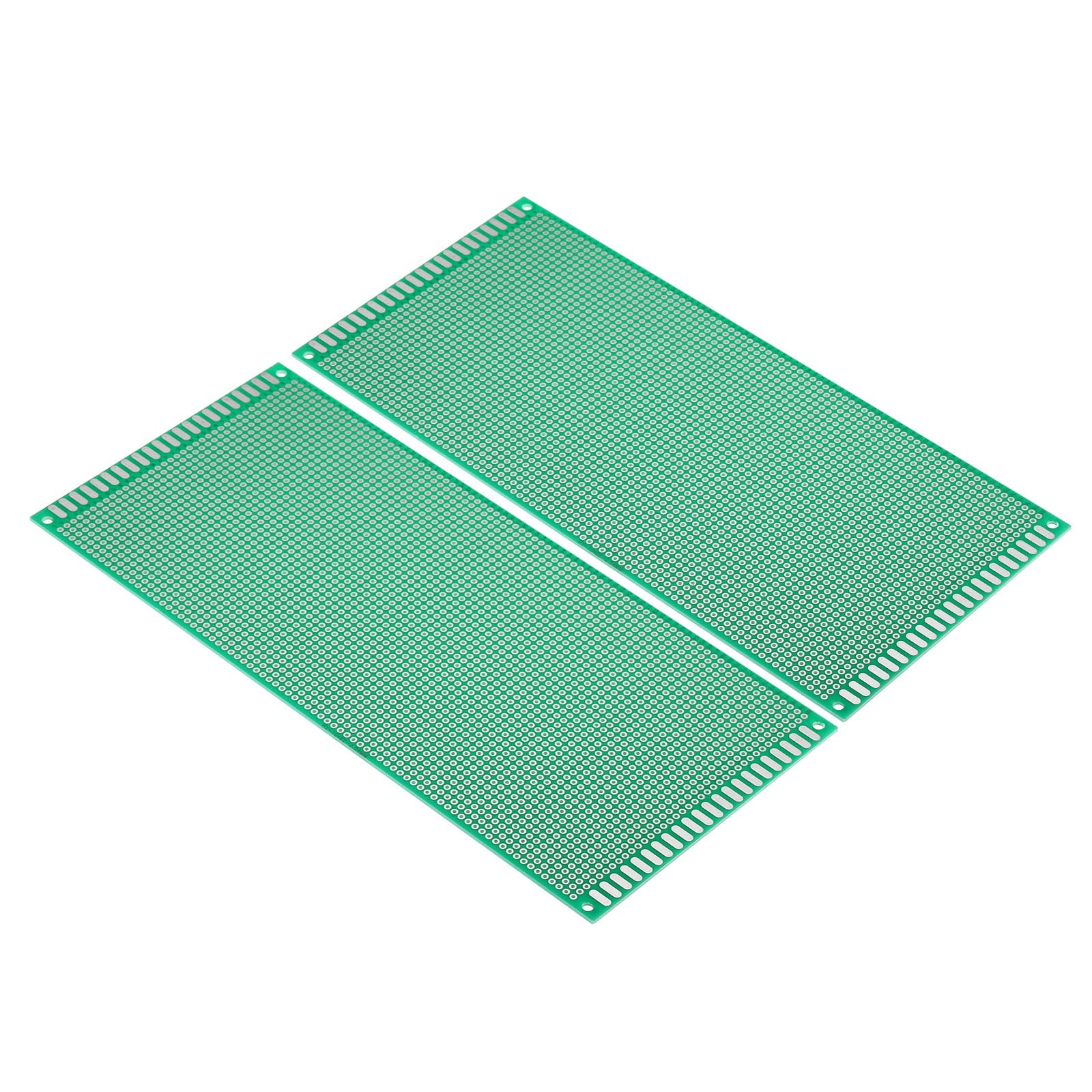 PATIKIL 8.7" x 3.9" PCB Board Circuit, 2 Pcs Prototype Perfboard Solder Boards for DIY Soldering and Electronic Project Circuit Boards Solderable Breadboard, Green