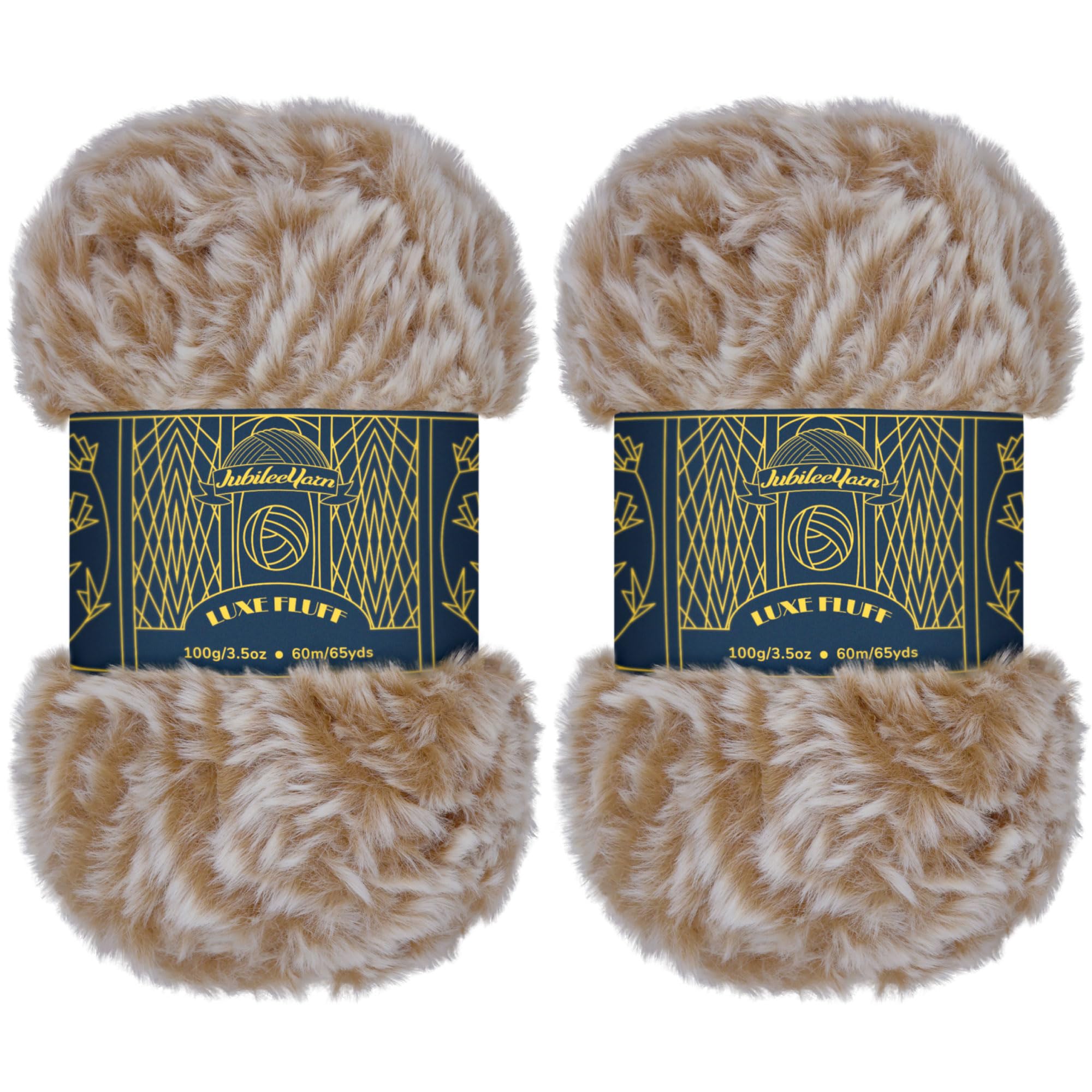 BambooMN Chunky Fluffy Faux Fur Eyelash Yarn - 100% Polyester - 100g/Skein - 2 Skeins - Brown and White โ image 1