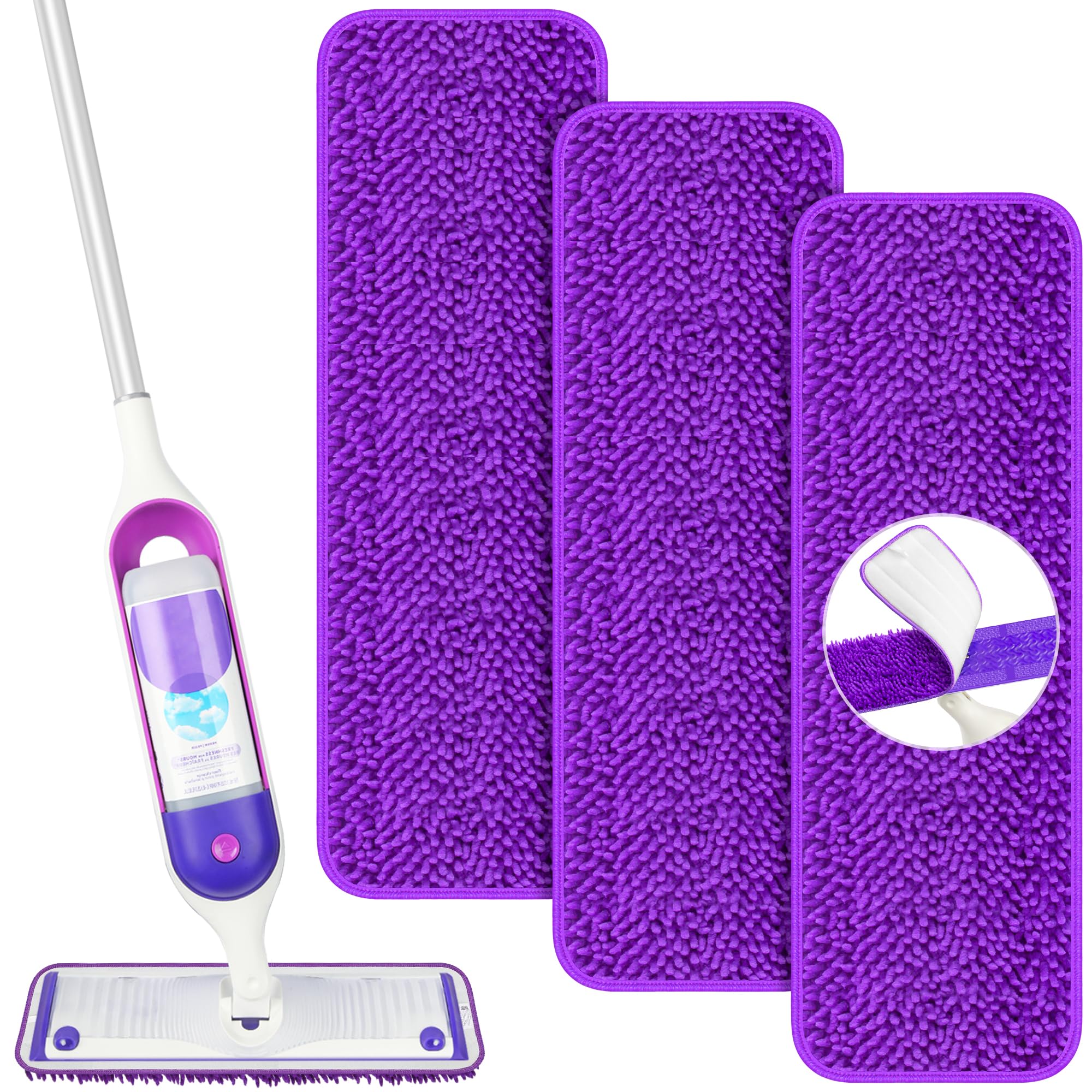 Photo 1 of Microfiber Mop Pads for Swiffer PowerMop: Papclean Wet Dry Mopping Pads Refill - 3 Pcs Reusable Cloths for 13" -15" Power Mop Wood Multi-Surface Floor Cleaning