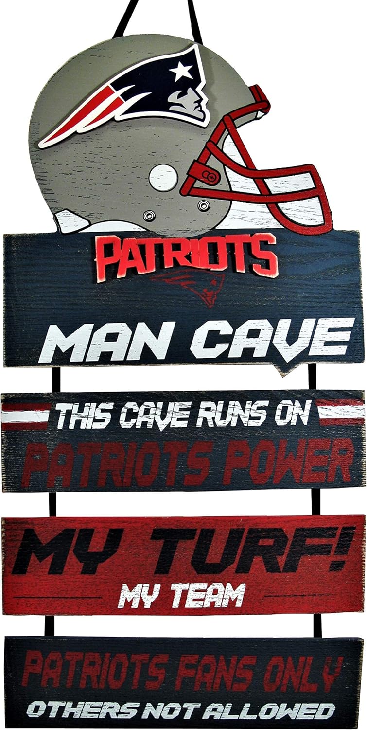 Foco Nfl New England Patriots Wood Signman Cave Design One Size Team Colors Sports Outdoors Fan Shop