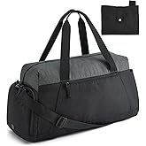 BAGSMART Gym Bags for Men Women, Foldable Travel Duffle Bag, Lightweight Weekender Duffel Bag With Shoe Compartment, Water Resistant Workout Duffle Sports Bag for Travel Yoga, Black