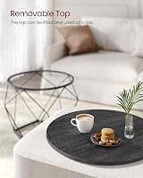 VASAGLE Round Coffee Table Set of 2 Black Steel Frame LET040B22 view 5