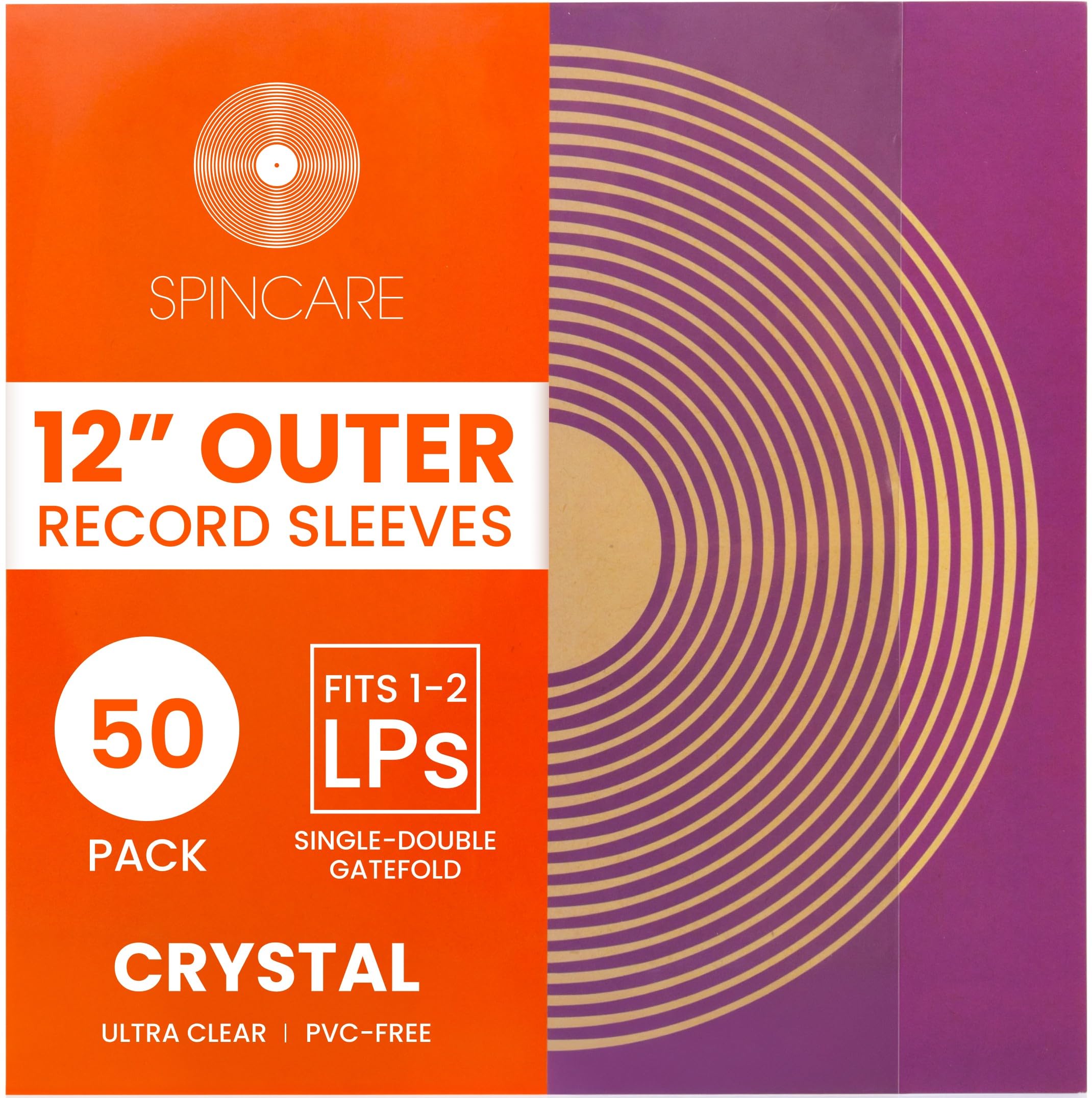 50x 12 Inch Standard Outer Vinyl Record Sleeves | Crystal Clear Covers for Single Double Albums & LPs | Acid-Free Protective Plastic Sleeves | Clean & Crisp Polypropylene