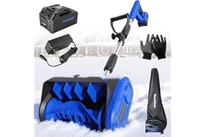 ThawTech Cordless Electric Snow Shovel, 21V, 12-Inch, Adjustable Directional Plate, with 4 Ah Battery and Charger, Electric S