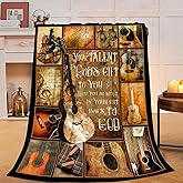 Guitar Blanket Music Decor Throw Blankets Guitar Gifts for Men Women Boys Girls Adults Kids Cozy Fleece Flannel Soft Warm Plush Lightweight Blanket for Couch Sofa Bed 40"X50"