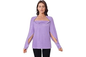 Deyeek Chemo Shirts for Port Access Women Long Sleeve Shoulder Post Surgery Shirt Dialysis Sweatshirts with Arm Zipper