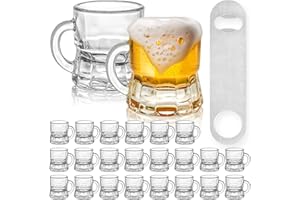 INFTYLE Beer Mug Set of 24, Shot Glasses 1 oz Steins Beer Glass Mason Clear Mugs Small Juice Cups Tasting Glasses for Drinkin