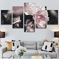 SIGNWIN 5 Panel Canvas Wall Art Modern Art Bouquet Colorful Decorative Elements Floral Multicolor Photography for Home Decorations Ready to Hang - 60