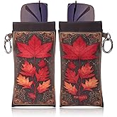 2 Pcs PU Leather Glasses Case Glasses Pouch Bag Sunglass Eyeglass for Men Women Girs with Cleaning Cloth Cute Pattern