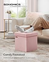 SONGMICS Storage Ottoman Foldable Foot Rest 38x38 cm Jelly Pink LSF227R51 view 3