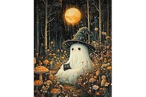xackcme Spooky Paint by Numbers for Adults, Halloween Paint by Number on Canvas Without Frame, DIY Ghost Oil Painting for Gift Home Wall Decor (16x20 inch)
