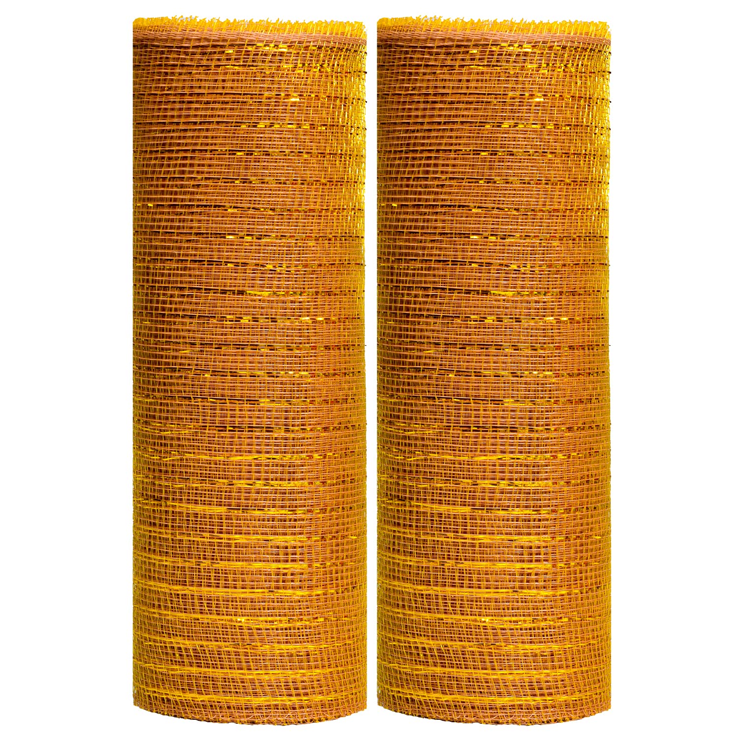 Euvoym 2 Rolls Christmas Poly Mesh Deco Mesh Ribbon 10 Inches x 10 Yards Metallic Foil for Tree Wreaths Bows Garland Decoration (Gold)