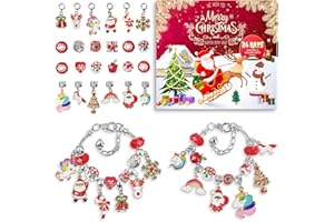 SIXNIE Christmas Charm Bracelets Advent Calendar for Girls, 2023 Christmas Countdown Calendars Jewelry Making Kit, 24-Days DIY Charm Bracelets Making Kit Gift for Kids Teens Women