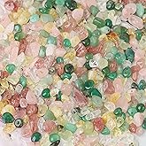 ToBeIT 400Pcs Natural Chip Stone Beads Irregular Hole Drilled Crystal Gemstones Healing Craft Spacer Loose Rock Beads DIY for Jewelry Making, DIY Crafts Bead Supplies Decoration(Multicolour - Green)