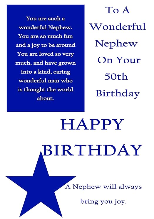 Nephew 50th Birthday Card with Removable Laminate Amazon.co.uk Office