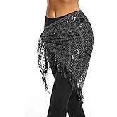 Belly Dance Hip Scarf - Sequin Hip Skirt Belly Dancing Belt Triangle Shawl Tassel Belts Waist Chain for Women/Girls