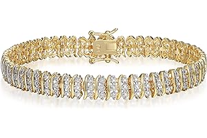 Amazon Essentials Diamond Accent Triple Row S-Link Tennis Bracelet, 7.25" (previously Amazon Collection)