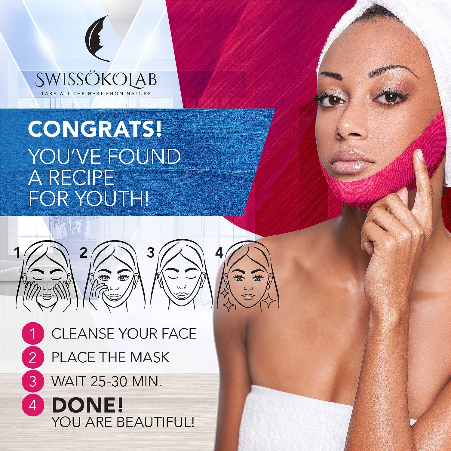 Double Chin Reducer V Line Lifting Mask Face Slimming Strap Chin Neck V Shaped Lift Tape Chin Up Patch V Up Contour Tightening Firming 5 pcs : Beauty