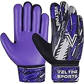 Veltine Sports Soccer Goalie Gloves for Kids Boys Children,Youth & Adult Football Goalkeeper Gloves with Double Wrist Protection and 4mm Latex Anti-Slip Strong Grips Palm