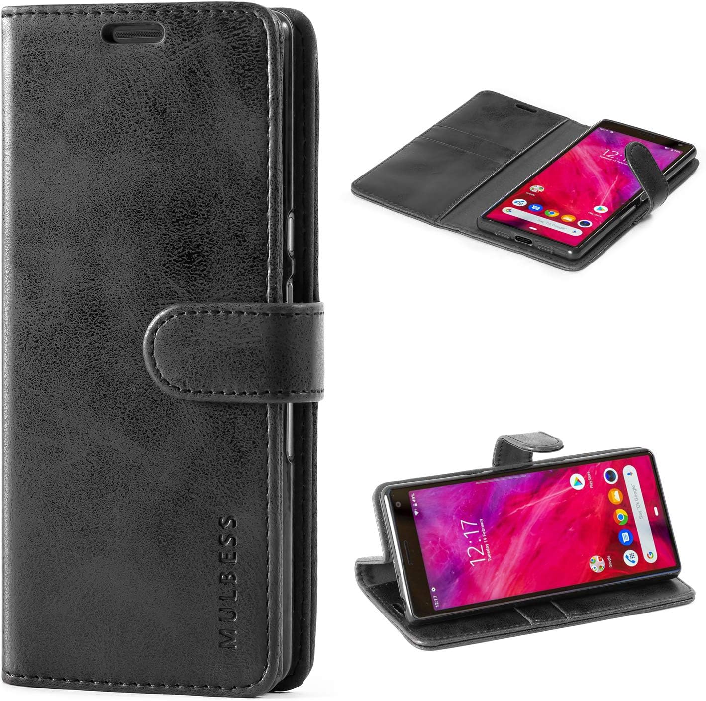 Mulbess Sony Xperia 10 Phone Case, Folio Leather Phone Wallet Case for Cell Sony Xperia 10 Flip Case with Magnetic Closed, Black