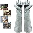 FIPASEN Animal Handling Gloves Bite Resistant, 60cm/ 23.6In Bite Proof Glove for Welding, Gardening, Handling Cat/Dog/Bird/Snake/Lizard/Falcon/Reptile, Anti-Bite Work Gloves (Light Color)