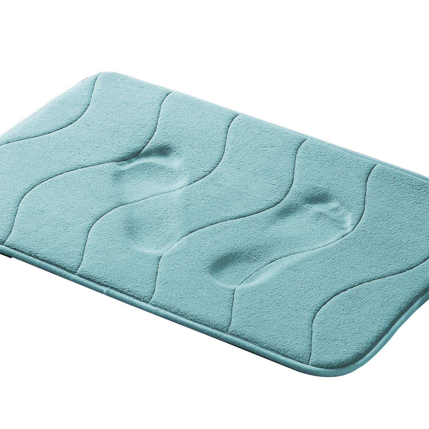 Premium Memory Foam 17x24 inch Machine Washable Bath Rugs for Bathroom/Kitchen Dry Fast Water Absorbent Rugs Absorbent Soft Microfibers Bathroom Rug Non-Slip Bath Rugs - Aqua Green