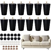 Bcedivo FabricJoy 12 Pack 4 Inch Plastic Furniture Legs Replacement Couch Legs Chair Feet Dresser Sofa Table Cabinet Bed Furniture Feet with M8 T-Nuts Screws Tapered for Home DIY Projects