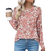 Kistore Women's Long Sleeve Tops Crew Neck Pleated Dressy Casual Blouses T Shirts Fall Clothes 2026