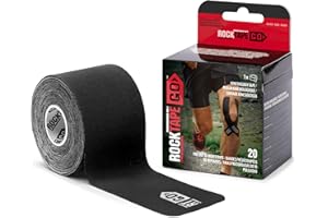 RockTape Go Extra-Sticky Adhesive Pre-Cut Kinesiology Tape (Black)