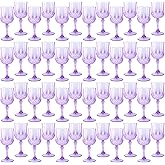 LEYIQU Plastic Wine Glasses, Plastic Goblets Vintage Style Cordial Drinking Glasses for Valentine’s Day, Wedding Reception, Grand Event Party Supplies (48, Purple)