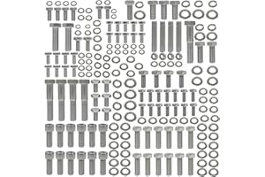 FBSCTMH 304 Stainless Steel Small Block Hex Bolt Kit Compatible with Chevy SBC 265 283 302 305 307 327 350 400-(211Pcs Nuts&Bolts), Water Pump Bolt Kit for 283 Chevy Engine