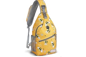 ZOMAKE Sling Bag,Small Crossbody Sling Backpack,Water Resistant Shoulder Daypack for Travel,Anti Thief Chest Bag for Hiking(Bee Yellow)