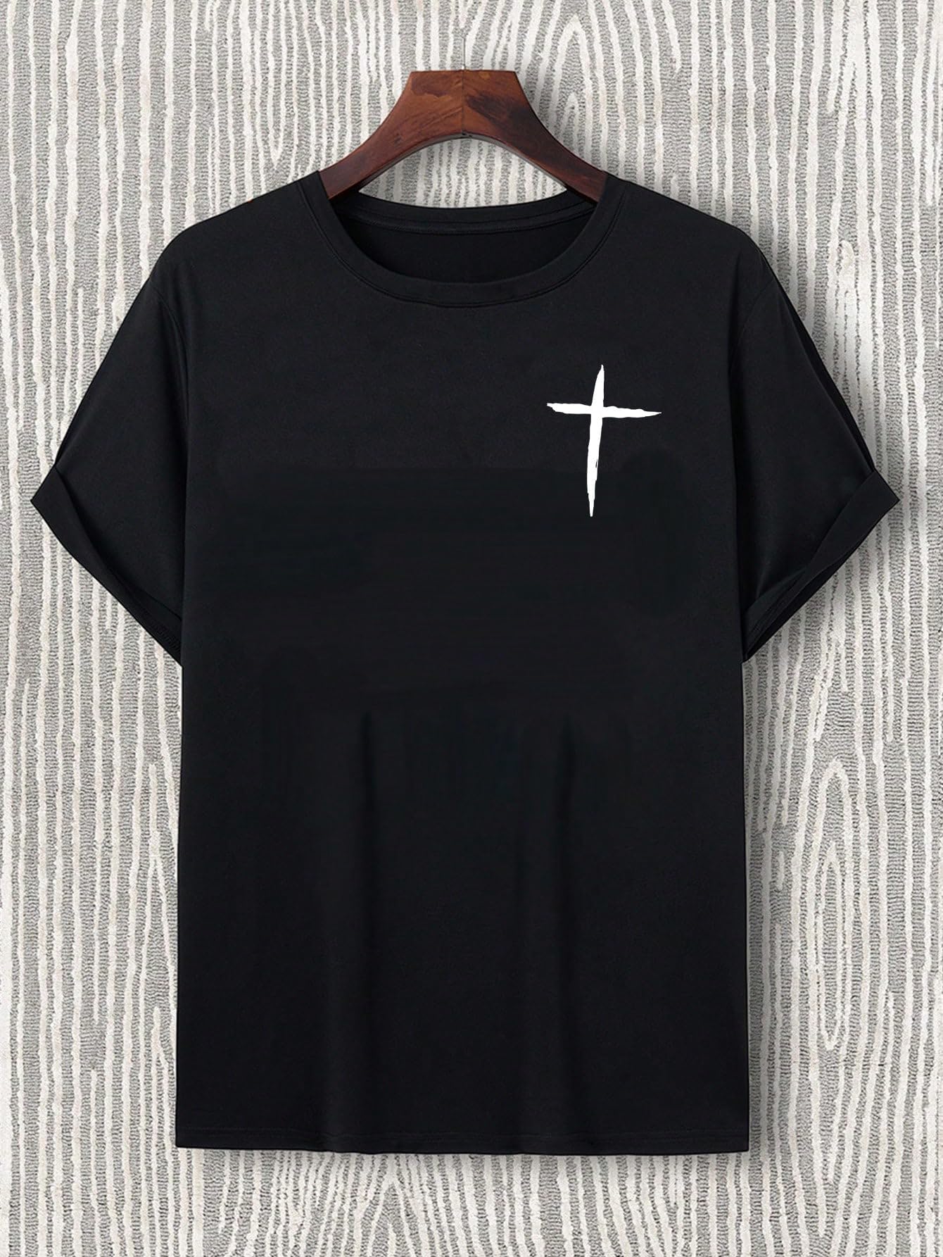 Floerns Men's Cross Print Short Sleeve T Shirt Crewneck Tee Shirts