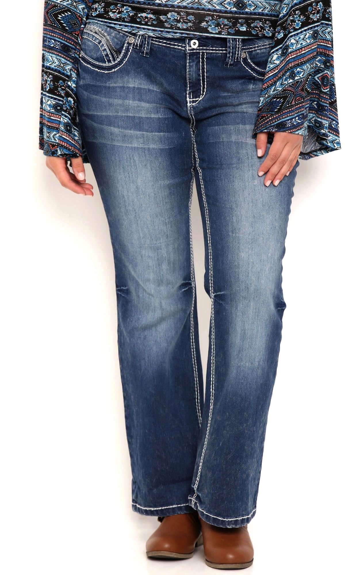 Flare Jean with White Leather Accents 