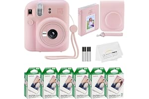 Fujifilm Instax Mini 12 Instant Camera + 60 Photo Prints + Quality Photo Value Bundle, Case, Decoration Stickers, Frames, Photo Album, (Blossom Pink)