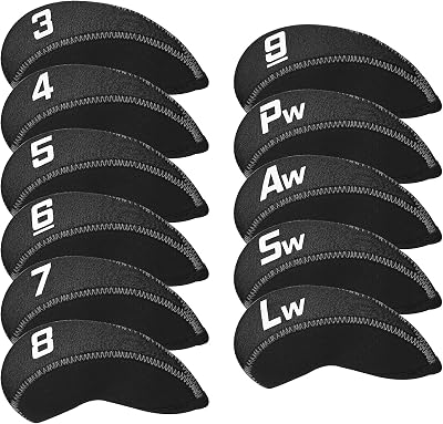 Craftsman Golf 11pc Neoprene Iron Headcover Set Black Large Number for All