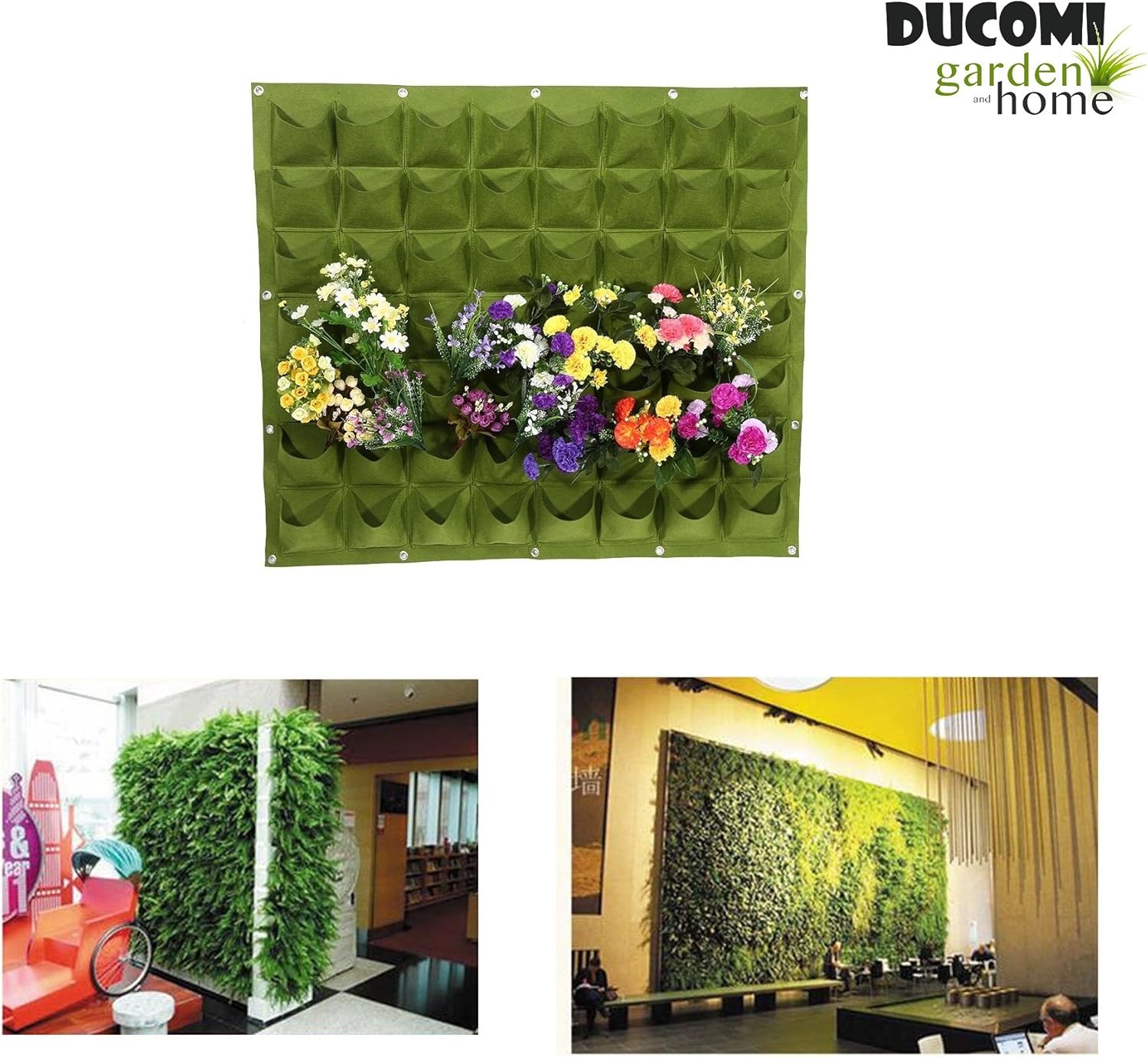 Ducomi Jardín Vertical – 56 bolsillos – Macetas de pared para