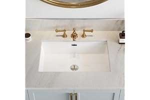 HOROW 24 Inch Undermount Bathroom Sink, 23.6" x 15.5" Rectangular Undermount Sink, Glazed Ceramic Lavatory Vanity Sink Under 